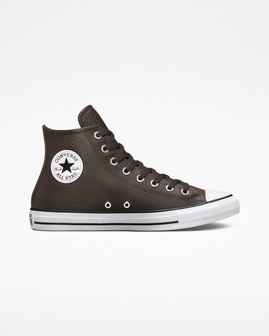 Zapatillas Altas Converse Chuck Taylor All Star Tumbled Cuero Mujer Marrones Blancas Negras | PE P4EL7W